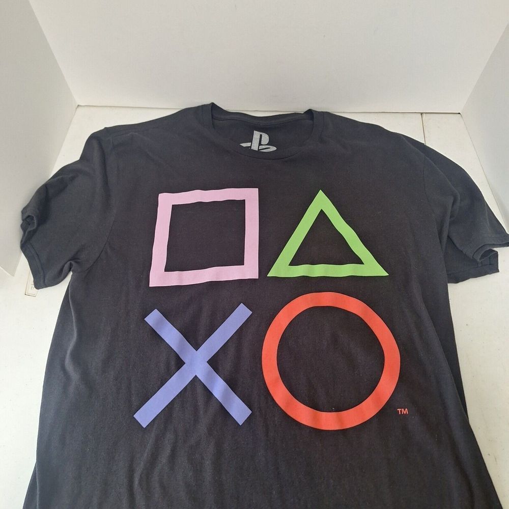 PlayStation Shirt Men's Size Large Black Logo‎ Graphic Tee Short Sleeve